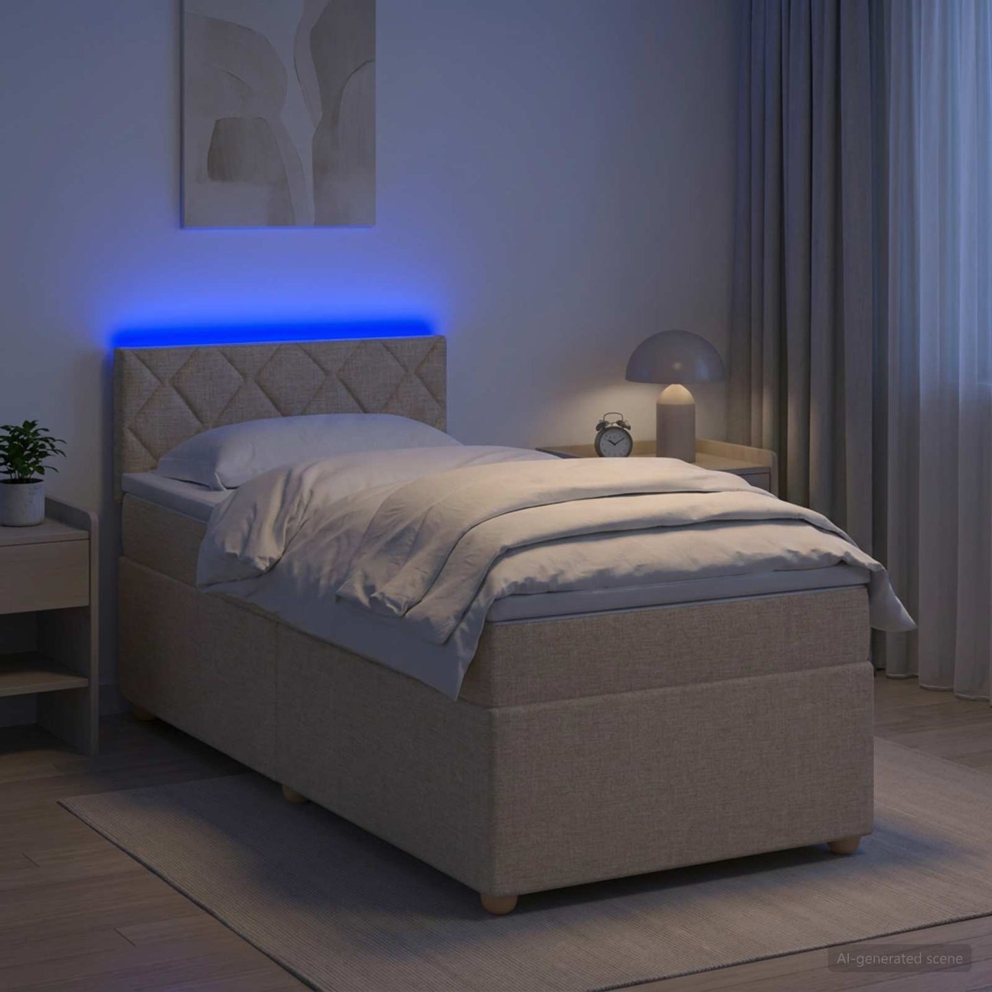 Boxmadras med topmadras Cremefarvet 80 x 200 cm Stof