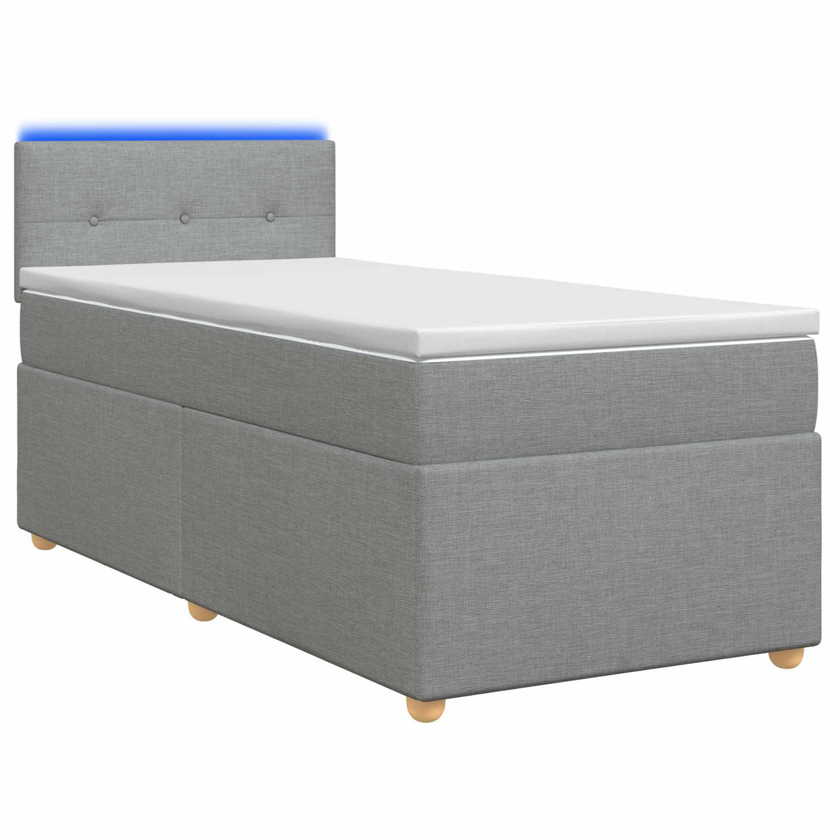 Boxmadras med topmadras med hovedgærde Lysegrå 90 x 190 cm Stof