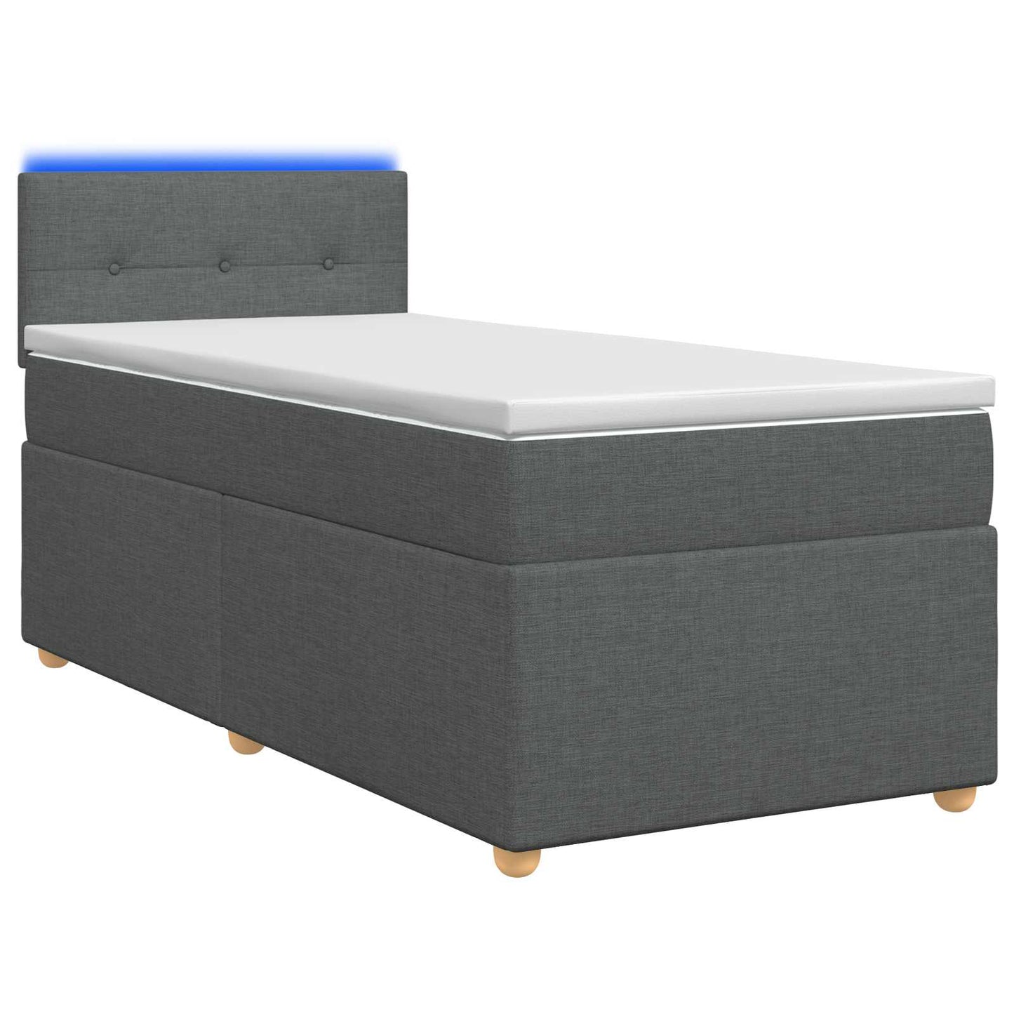 Boxmadras med topmadras Mørkegrå 90 x 190 cm Stof