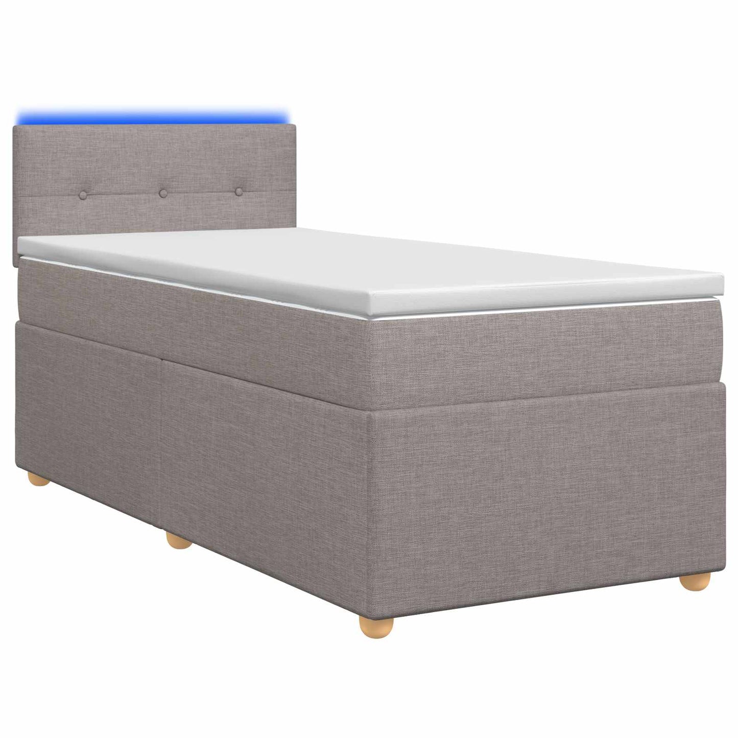 Boxmadras med topmadras med hovedgærde Gråbrun 90 x 200 cm Stof