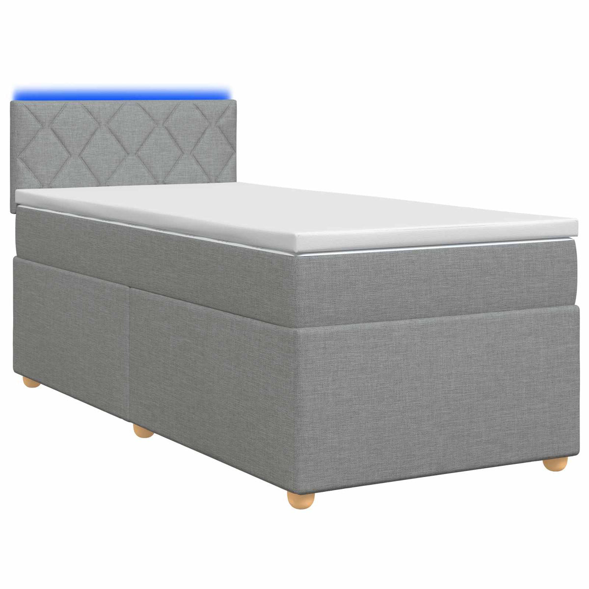 Boxmadras med topmadras med hovedgærde Lysegrå 90 x 200 cm Stof