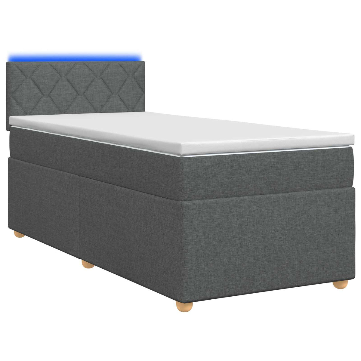 Boxmadras med topmadras Mørkegrå 90 x 200 cm Stof