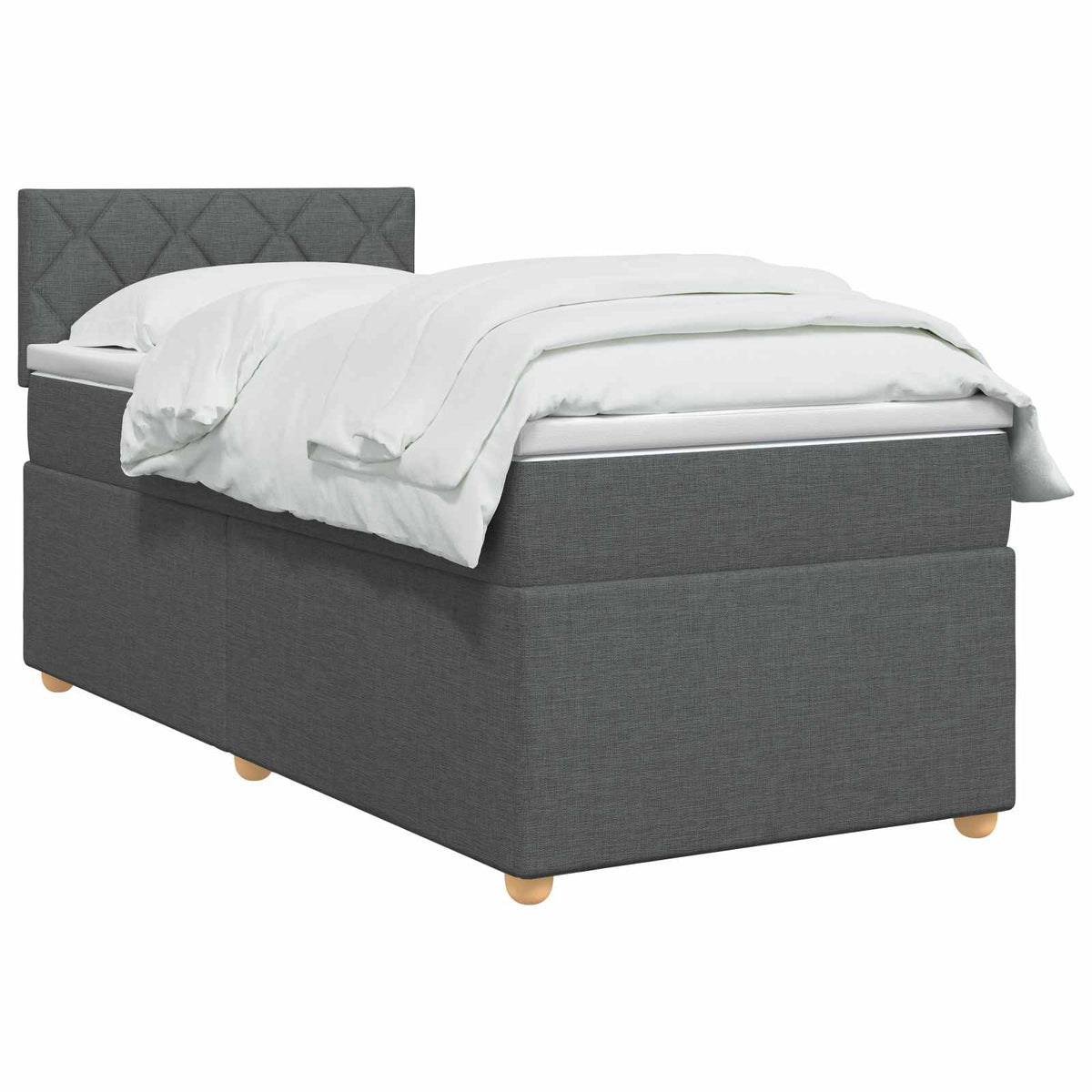 Boxmadras med topmadras Mørkegrå 90 x 200 cm Stof