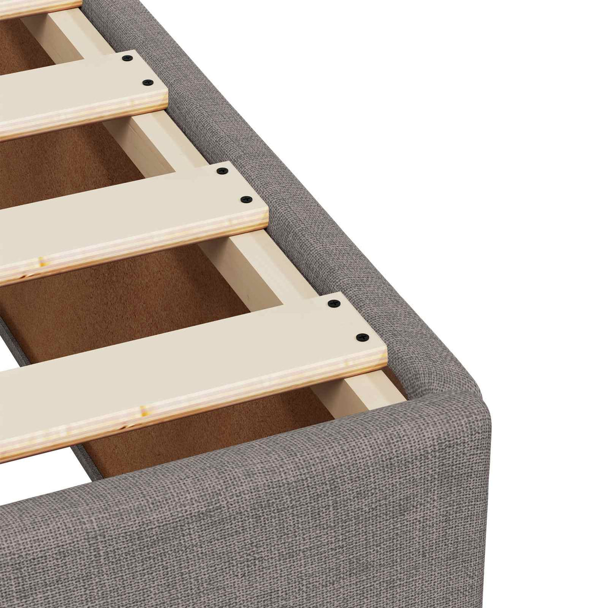 Boxmadras med topmadras med hovedgærde Gråbrun 90 x 200 cm Stof