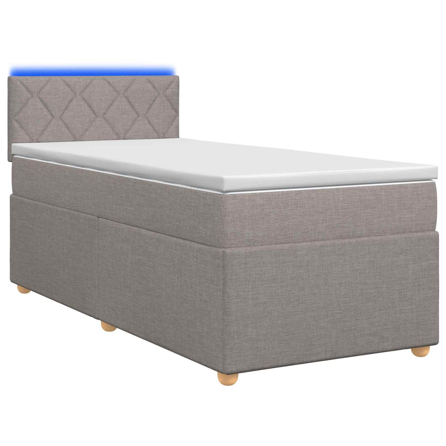 Boxmadras med topmadras med hovedgærde Gråbrun 90 x 200 cm Stof