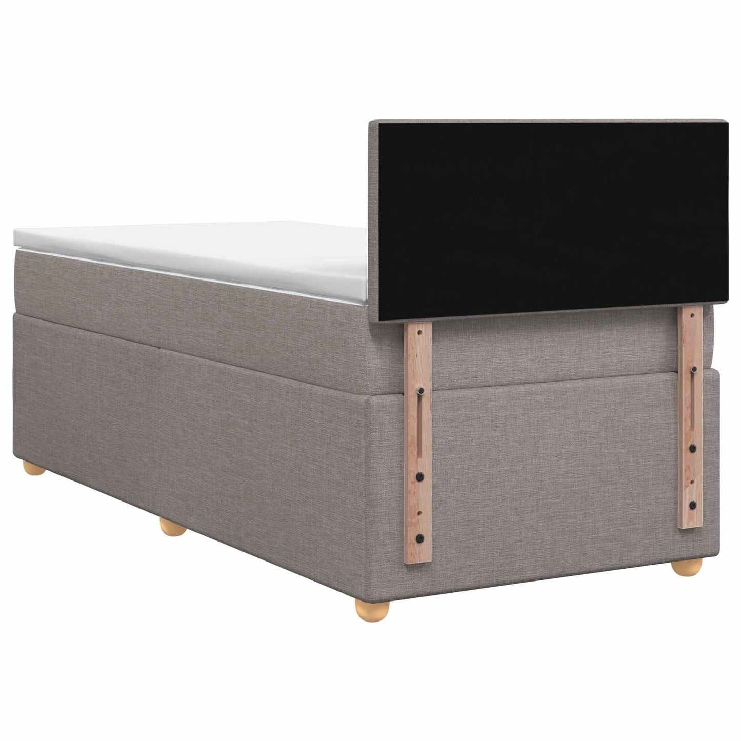 Boxmadras med topmadras med hovedgærde Gråbrun 90 x 200 cm Stof