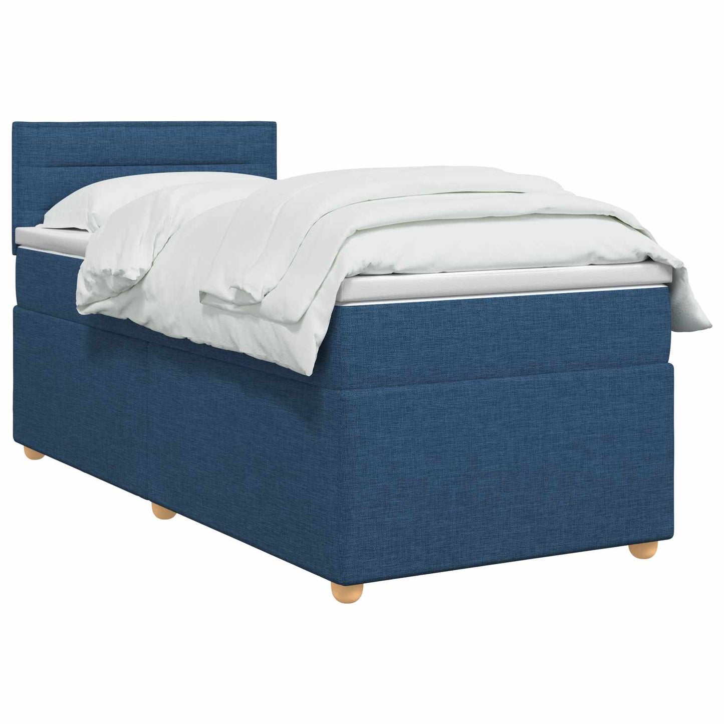 Boxmadras med topmadras med hovedgærde Blå 100 x 200 cm Stof