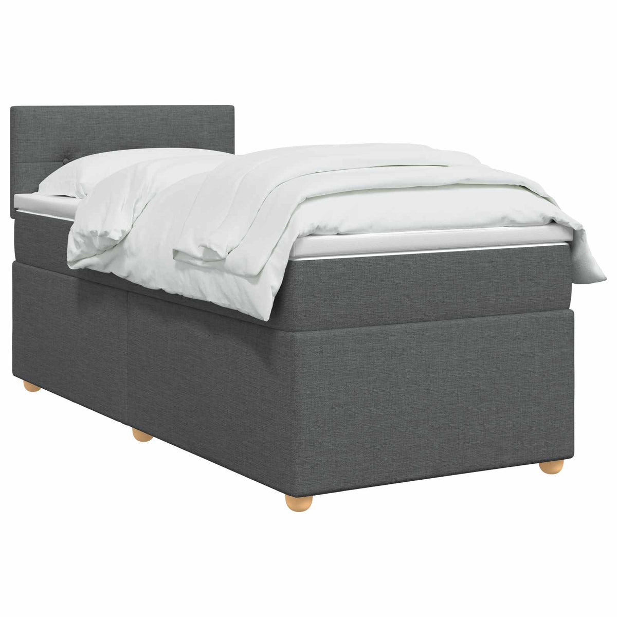 Boxmadras med topmadras Mørkegrå 100 x 200 cm Stof