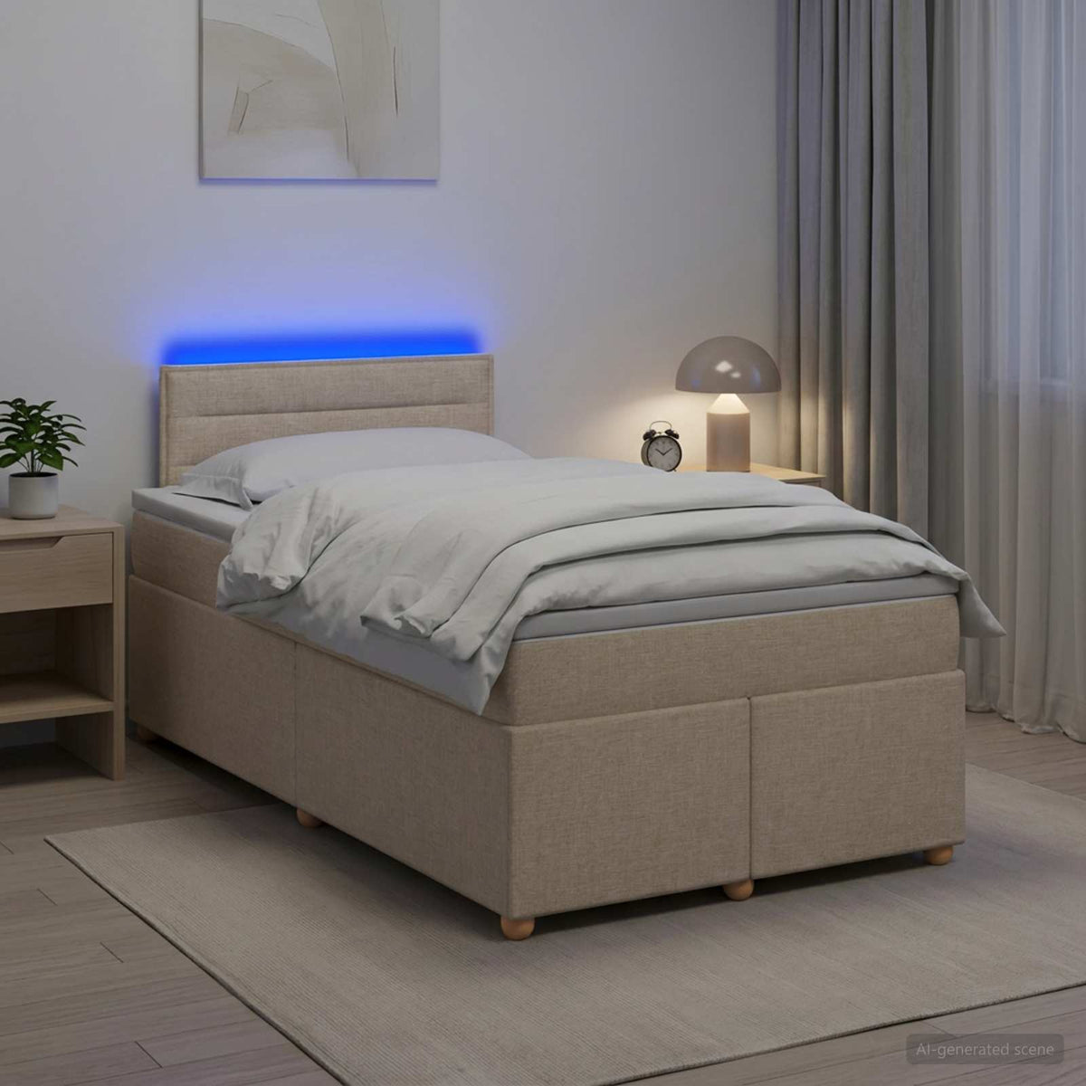 Boxmadras med topmadras Cremefarvet 120 x 200 cm Stof