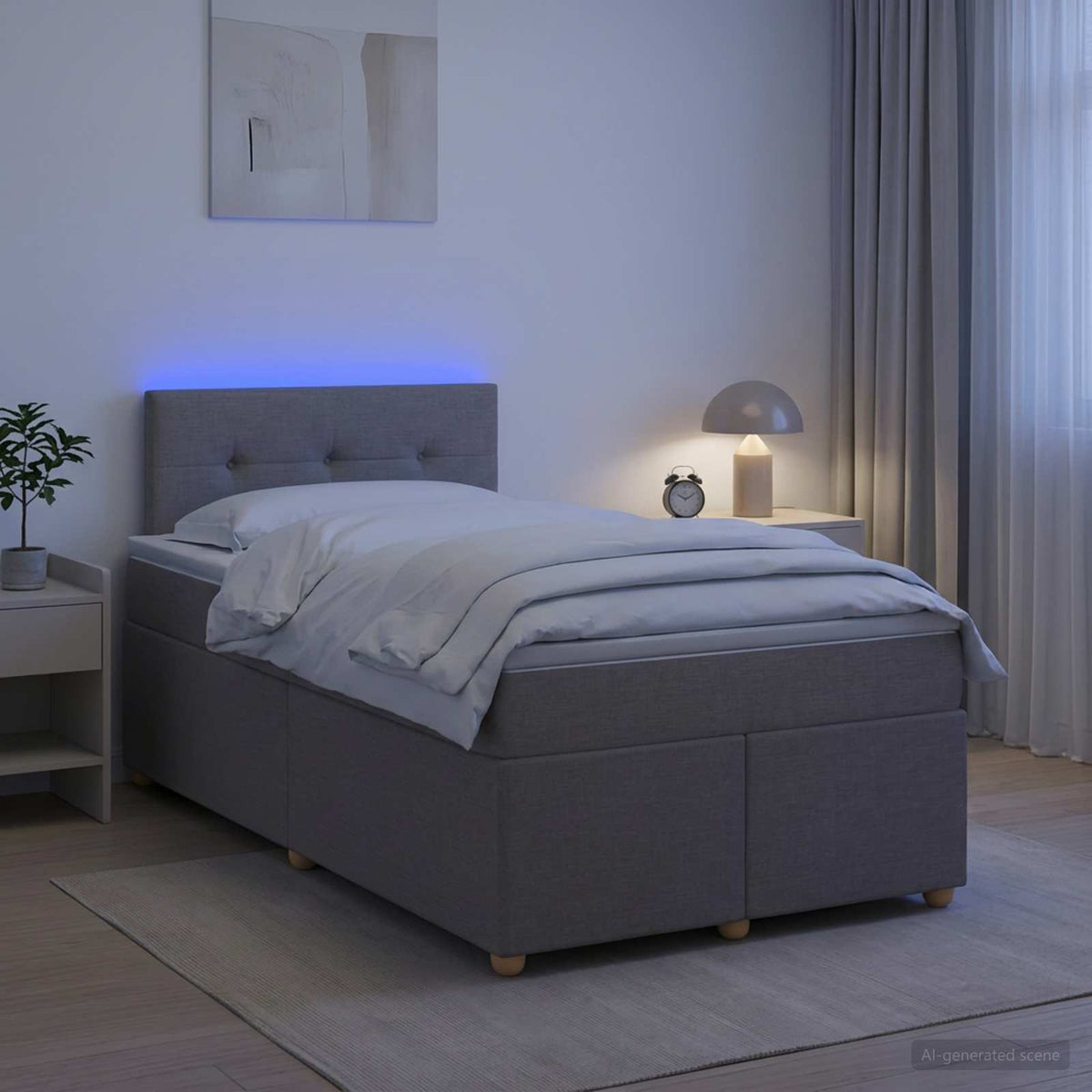 Boxmadras med topmadras Gråbrun 120 x 200 cm Stof