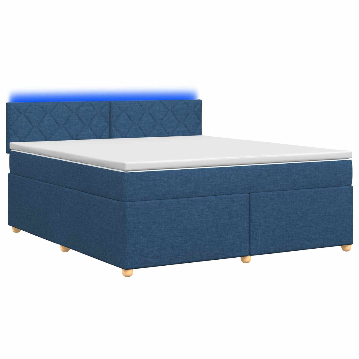 Boxmadras med topmadras med hovedgærde Blå 140 x 190 cm Stof