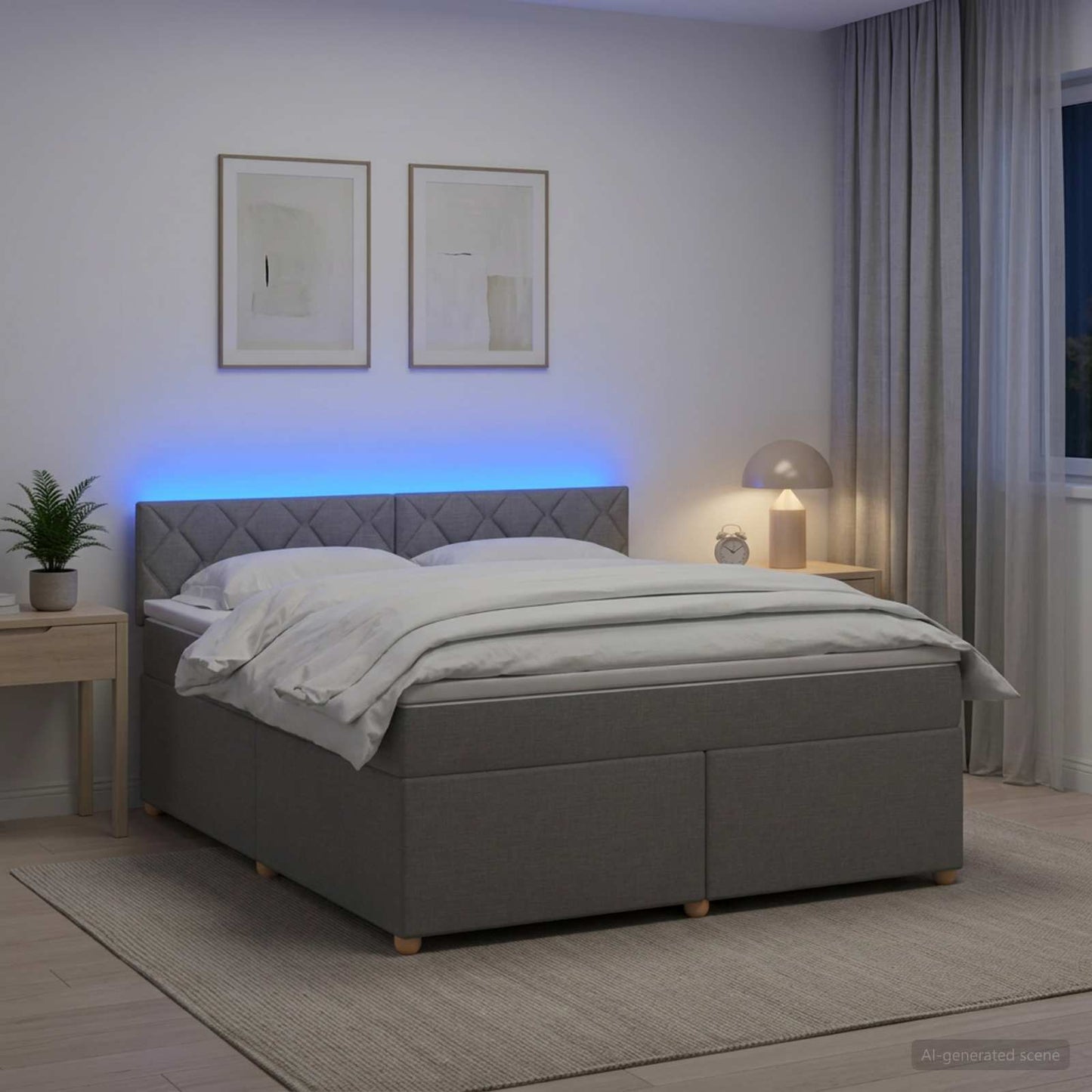 Boxmadras med topmadras Lysegrå 140 x 200 cm Stof