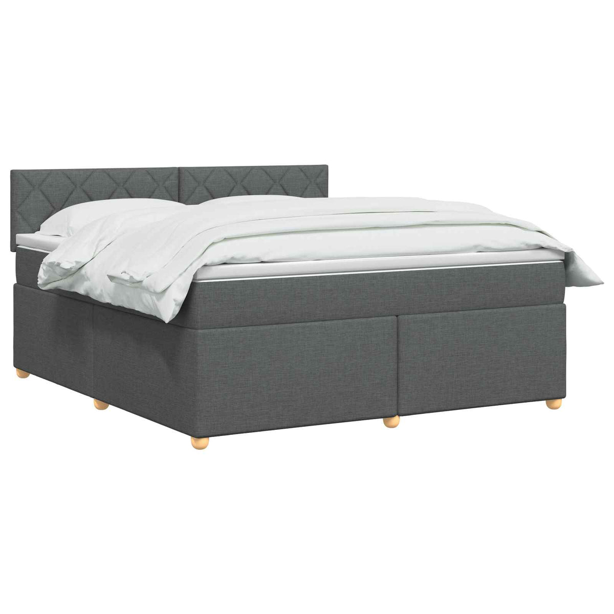 Boxmadras med topmadras Mørkegrå 180 x 200 cm Stof