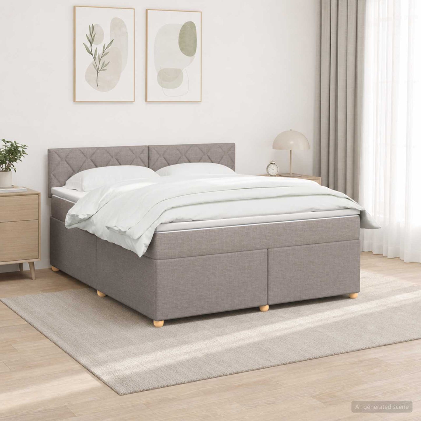 Boxmadras med topmadras Gråbrun 140 x 200 cm Stof