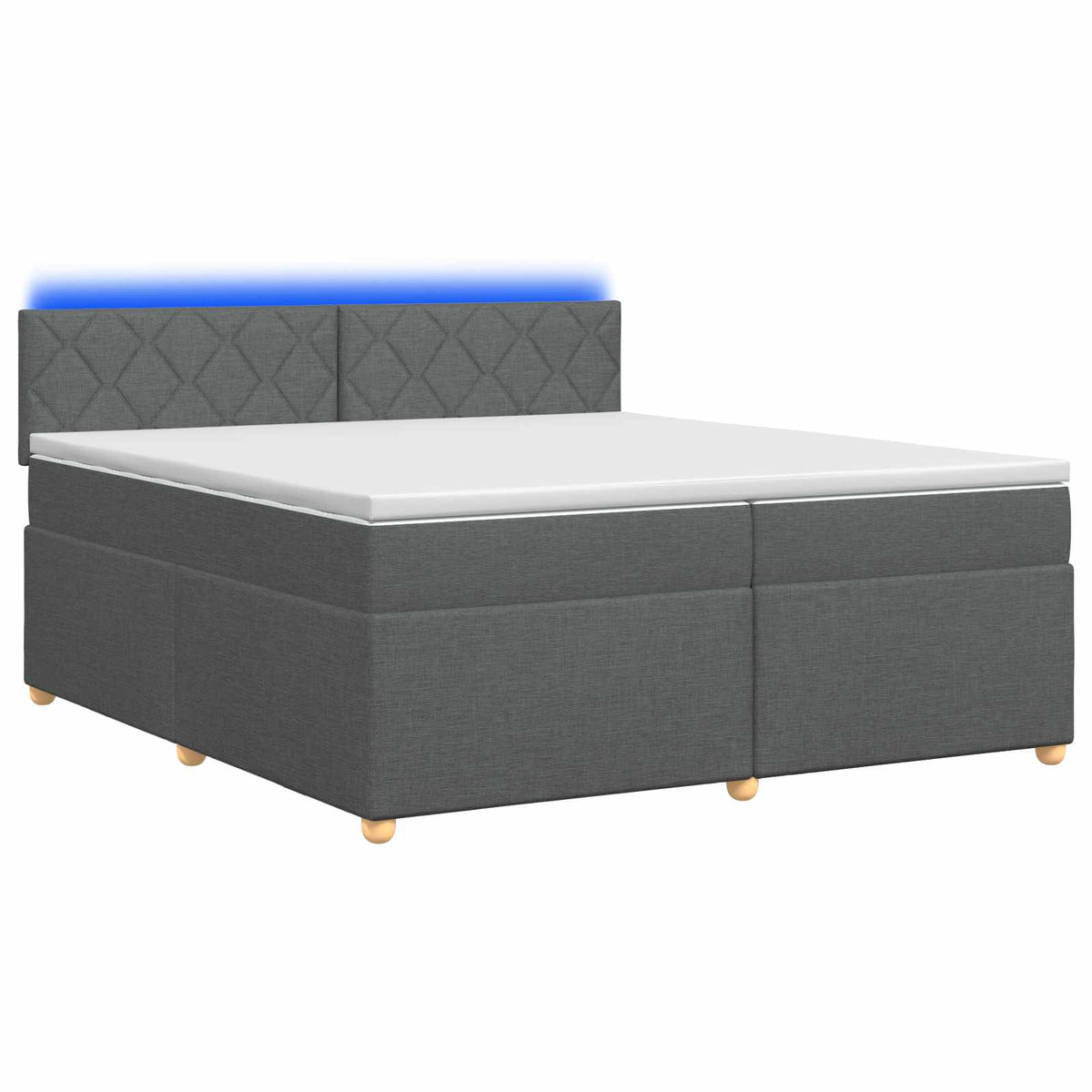 Boxmadras med topmadras Mørkegrå 200 x 200 cm Stof