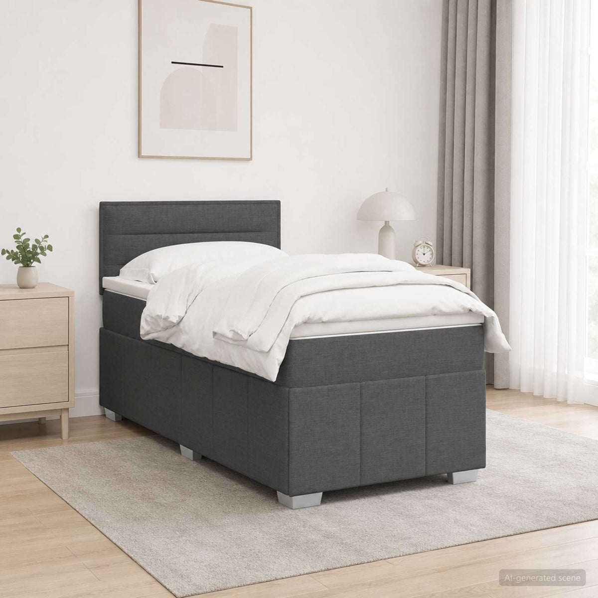 Boxmadras med topmadras Mørkegrå 80 x 200 cm Stof