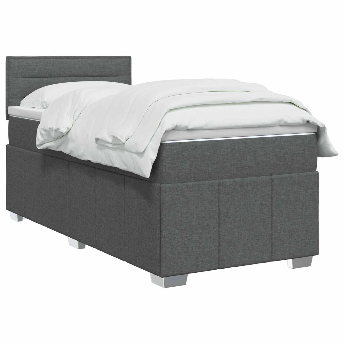 Boxmadras med topmadras Mørkegrå 80 x 200 cm Stof