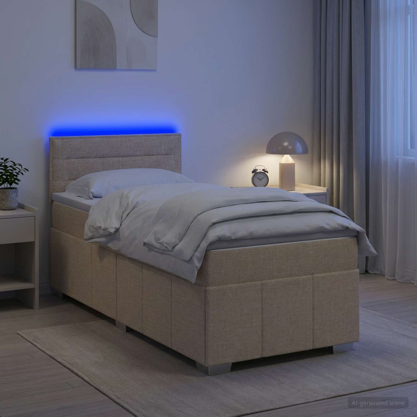 Boxmadras med topmadras Cremefarvet 80 x 200 cm Stof