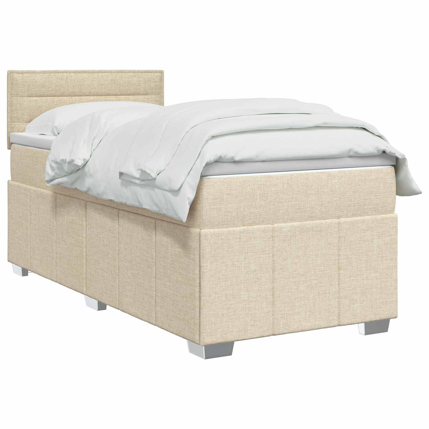 Boxmadras med topmadras Cremefarvet 80 x 200 cm Stof