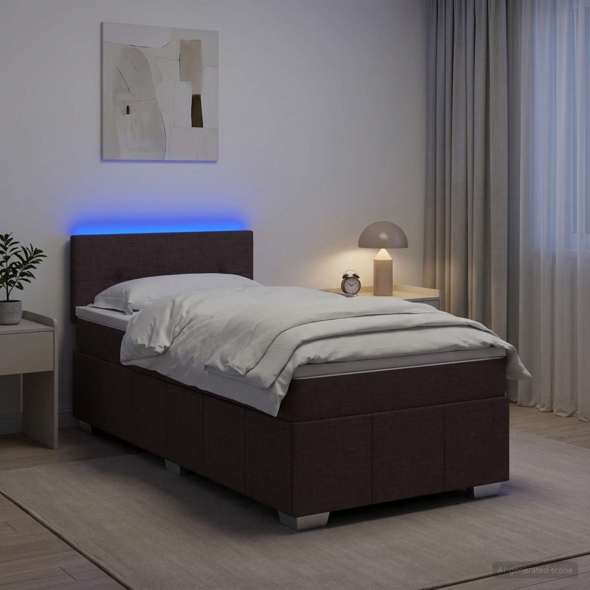 Boxmadras med topmadras Mørk Brun 90 x 200 cm Stof