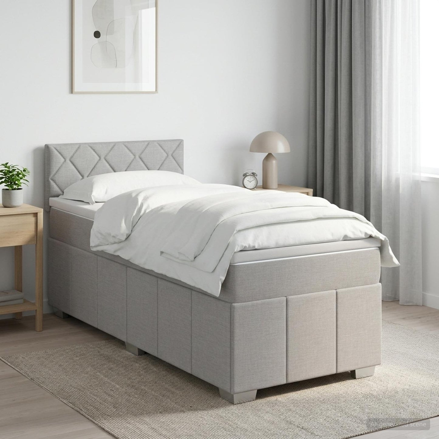 Boxmadras med topmadras med hovedgærde Lysegrå 80 x 200 cm Stof