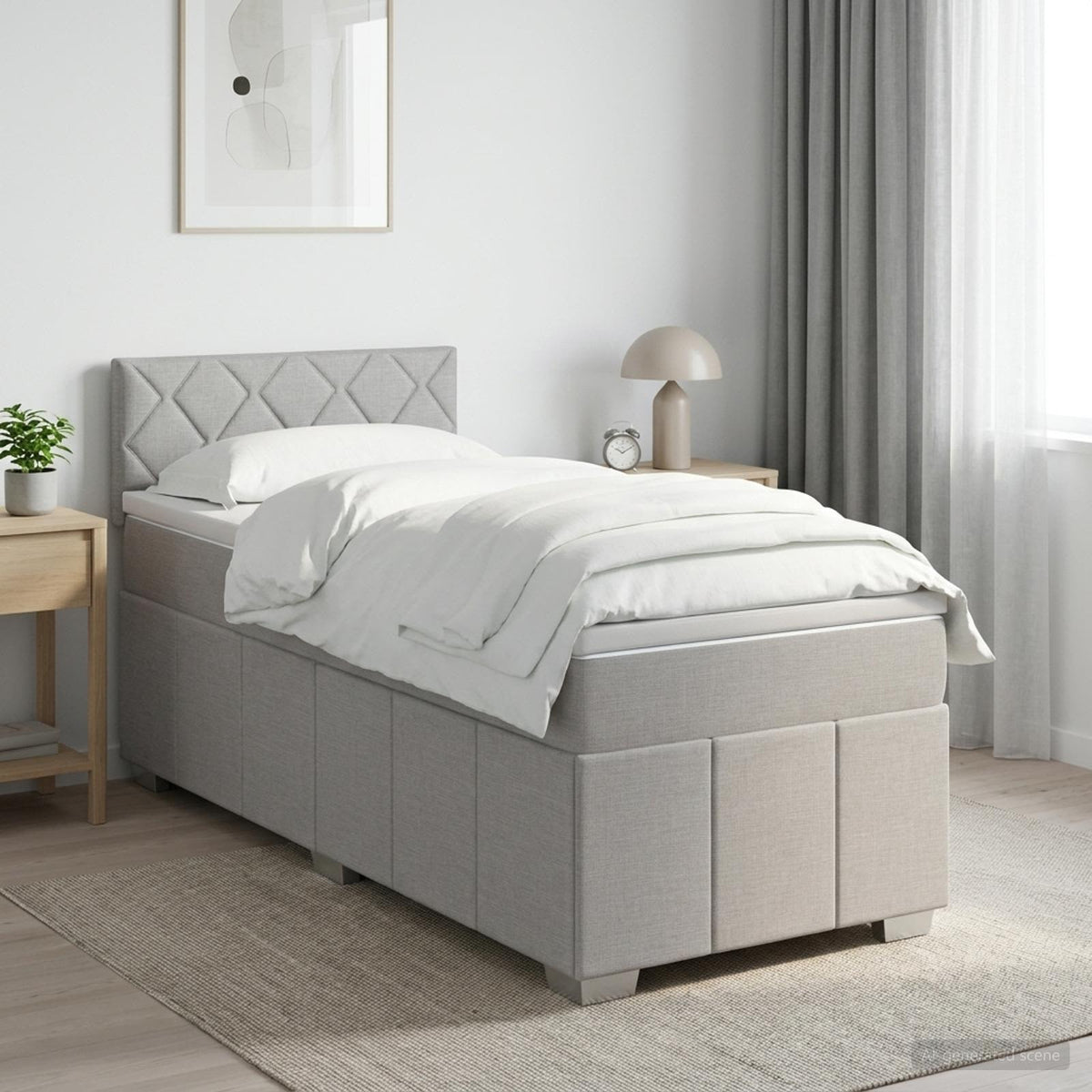 Boxmadras med topmadras Lysegrå 100 x 200 cm Stof