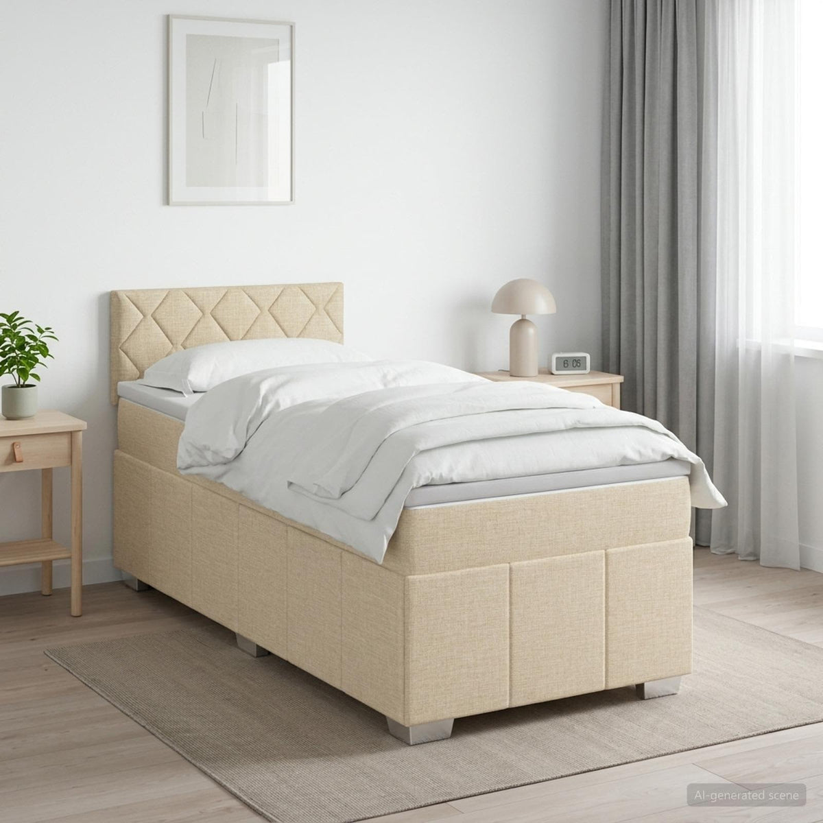 Boxmadras med topmadras Cremefarvet 100 x 200 cm Stof