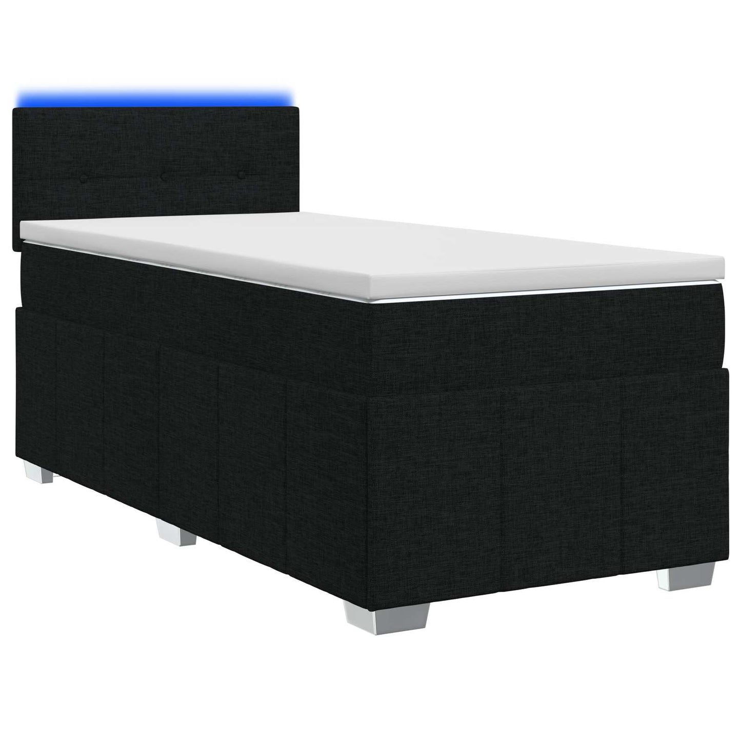 Boxmadras med topmadras med hovedgærde Sort 90 x 190 cm Stof