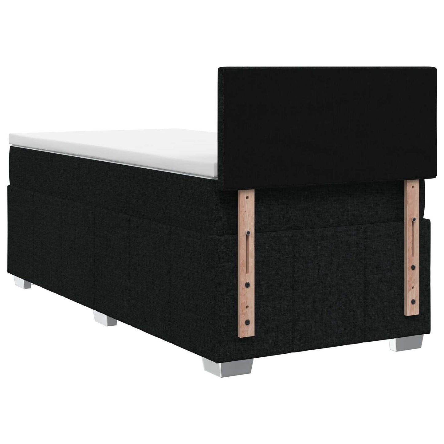 Boxmadras med topmadras med hovedgærde Sort 90 x 190 cm Stof