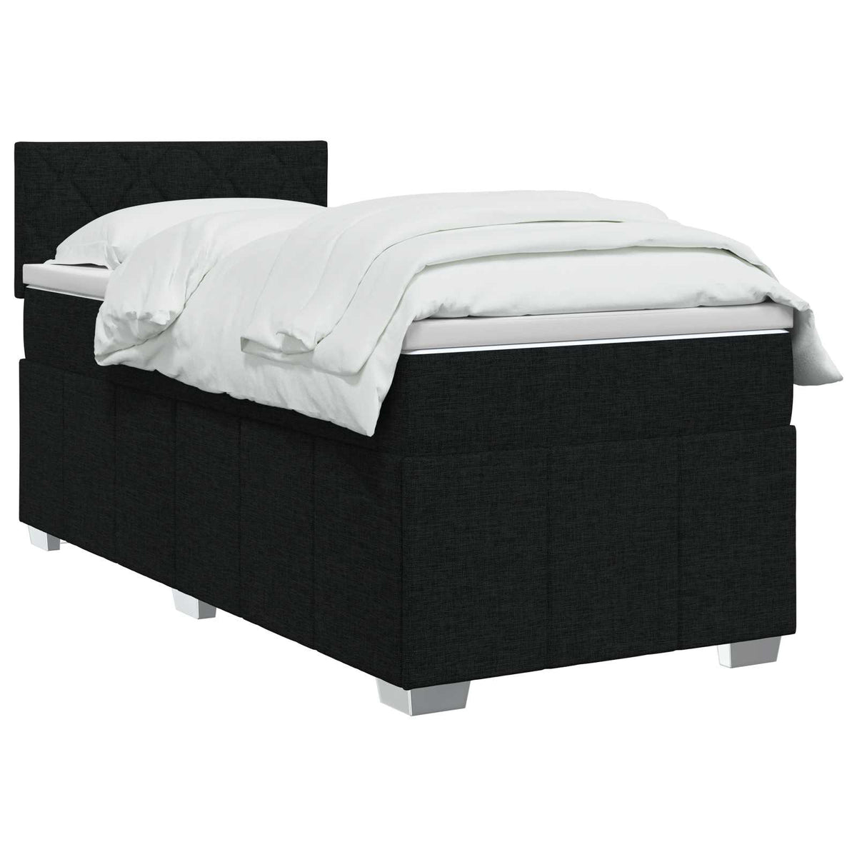 Boxmadras med topmadras med hovedgærde Sort 90 x 190 cm Stof