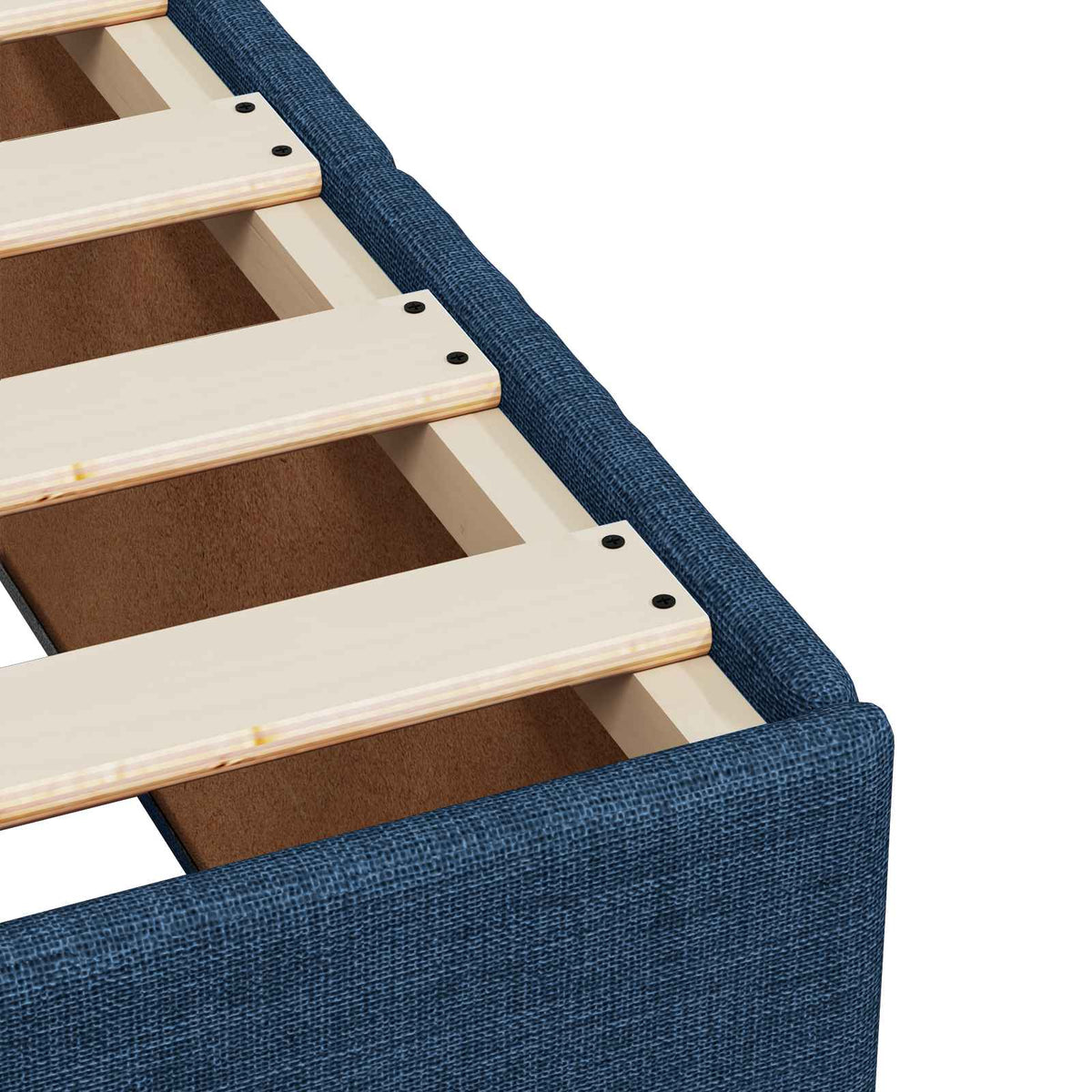 Boxmadras med topmadras med hovedgærde Blå 90 x 200 cm Stof