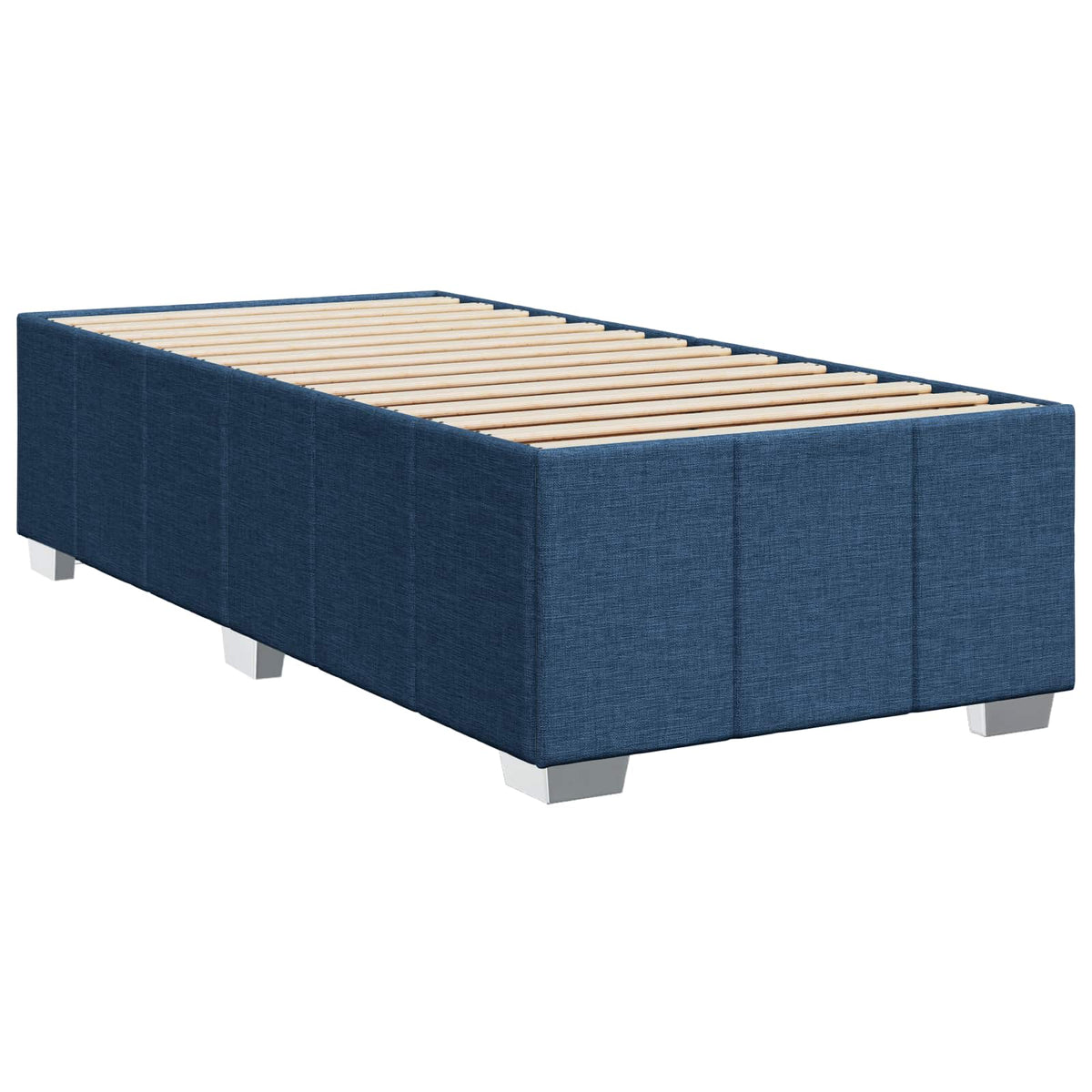Boxmadras med topmadras med hovedgærde Blå 90 x 200 cm Stof