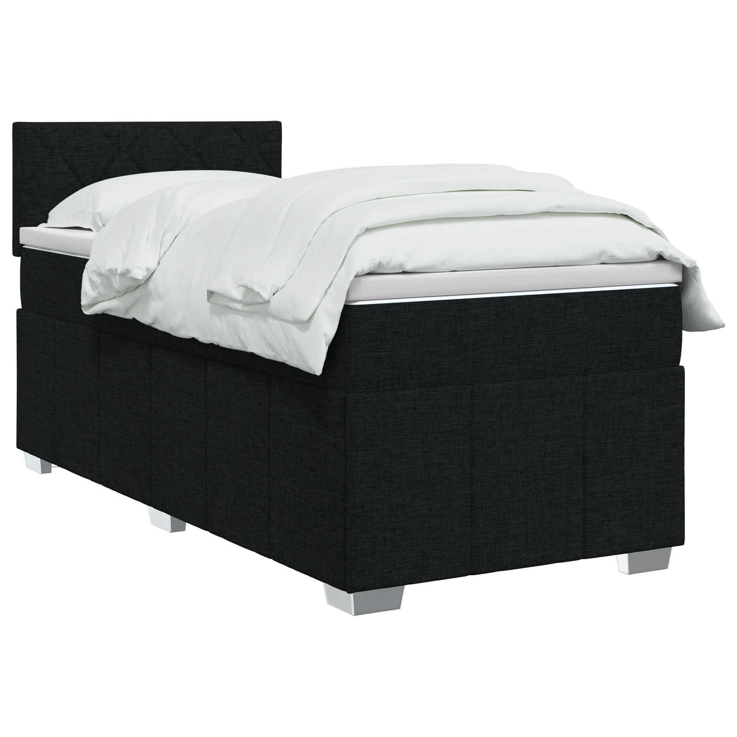 Boxmadras med topmadras med hovedgærde Sort 90 x 200 cm Stof