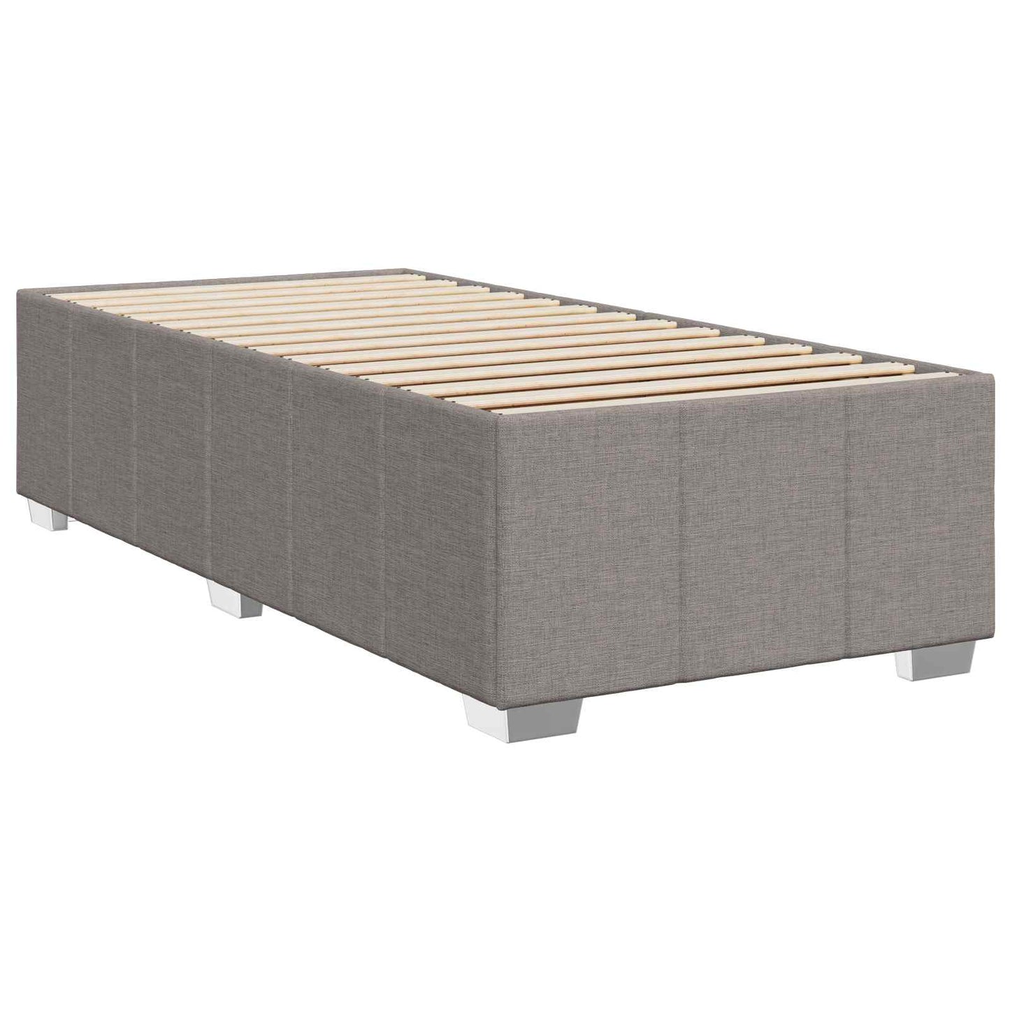 Boxmadras med topmadras med hovedgærde Gråbrun 90 x 200 cm Stof