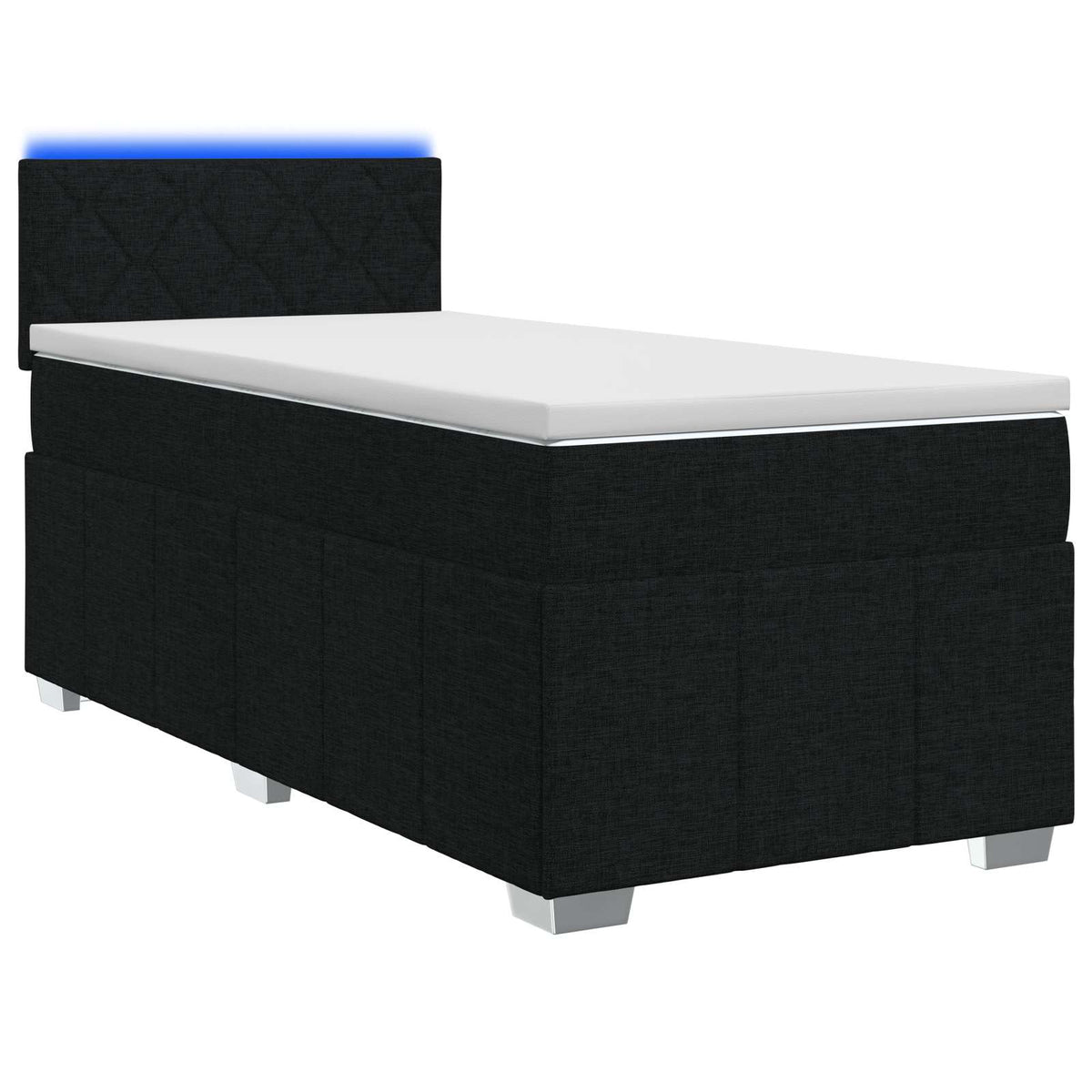 Boxmadras med topmadras med hovedgærde Sort 100 x 200 cm Stof