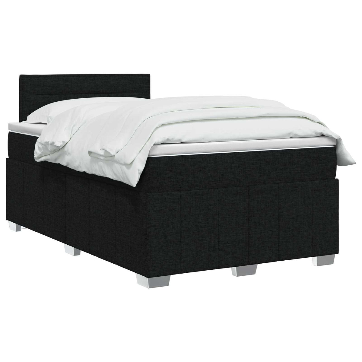 Boxmadras med topmadras med hovedgærde Sort 120 x 190 cm Stof