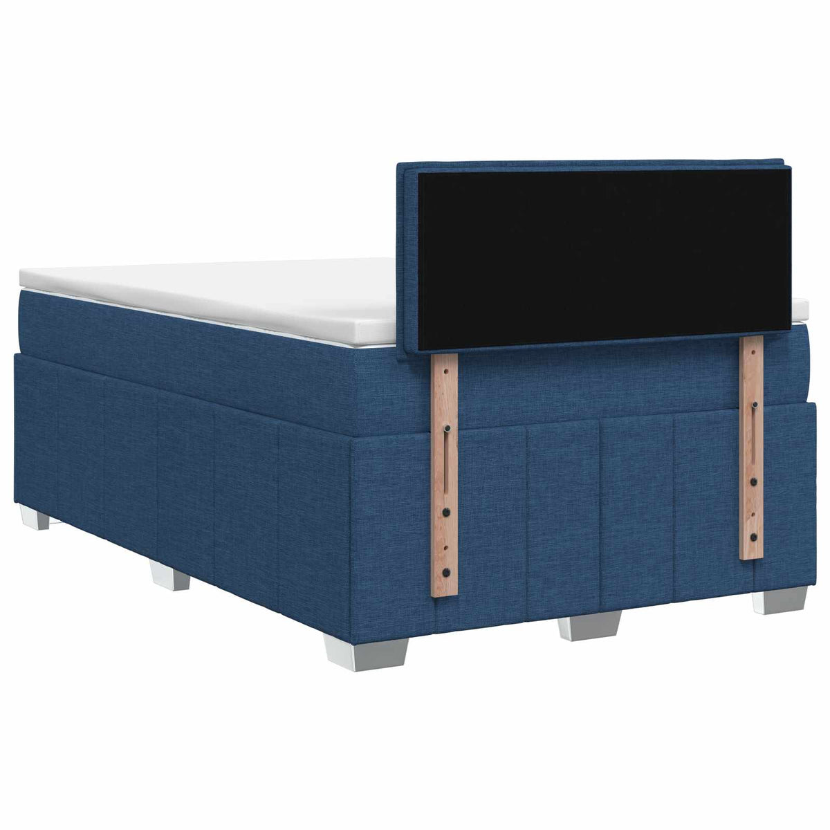 Boxmadras med topmadras med hovedgærde Blå 120 x 190 cm Stof