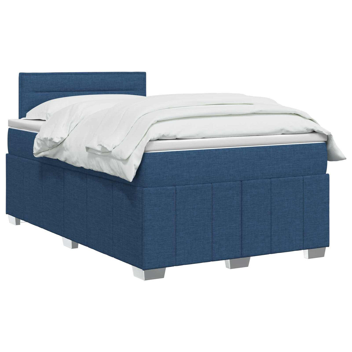 Boxmadras med topmadras med hovedgærde Blå 120 x 190 cm Stof
