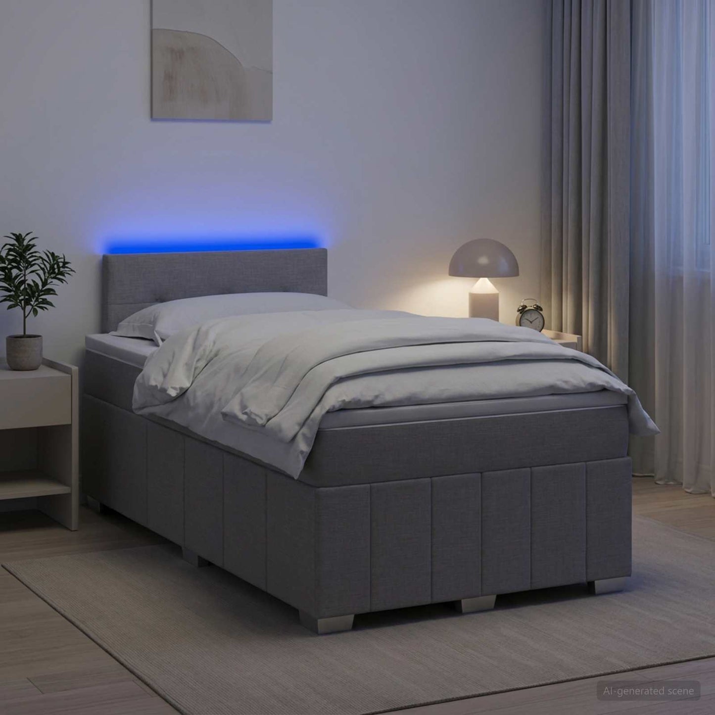 Boxmadras med topmadras Lysegrå 120 x 190 cm Stof