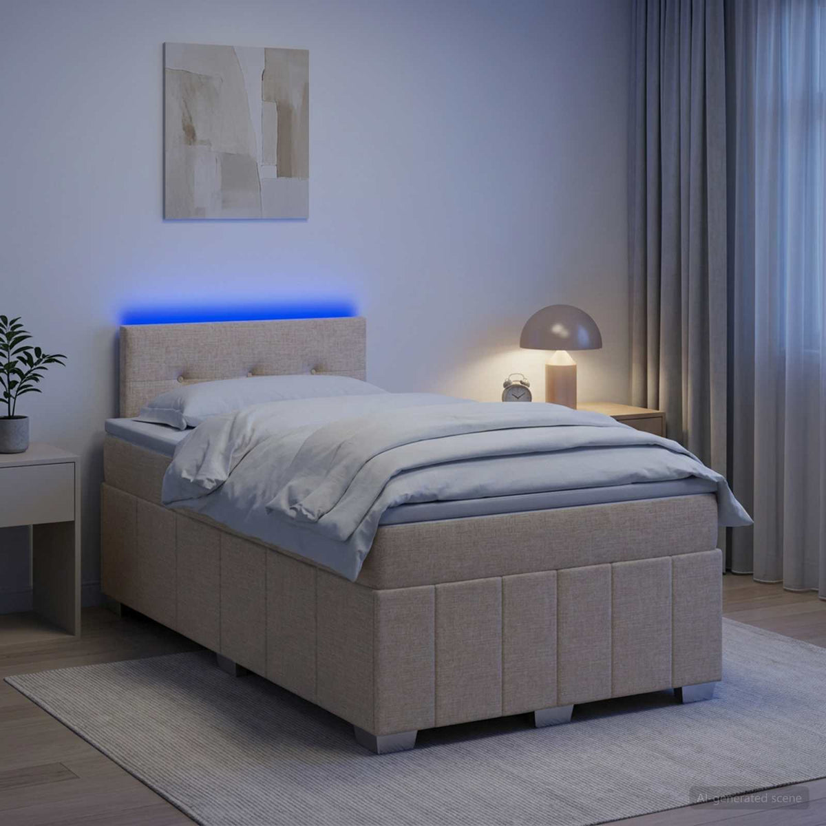 Boxmadras med topmadras Cremefarvet 120 x 200 cm Stof