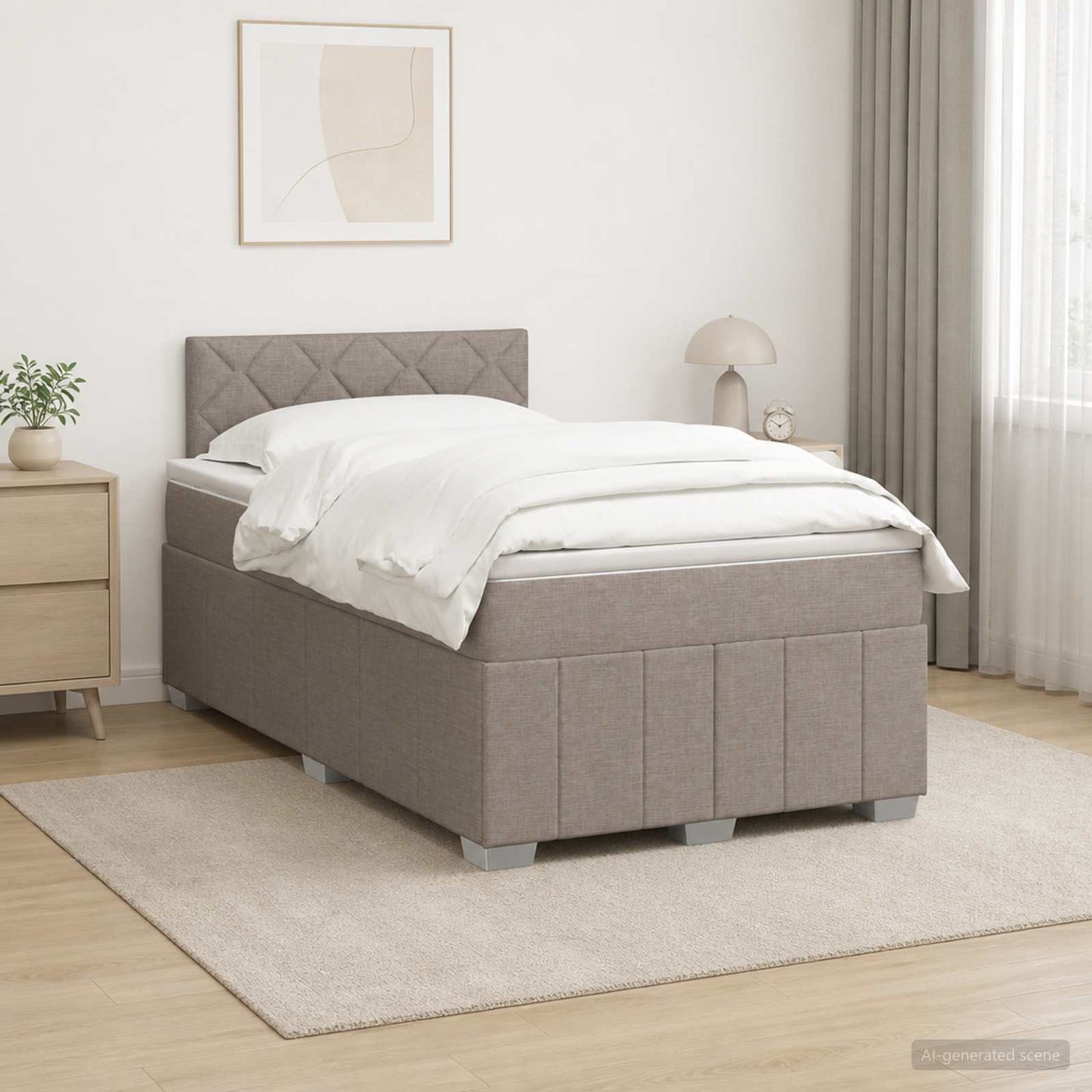 Boxmadras med topmadras Gråbrun 120 x 190 cm Stof