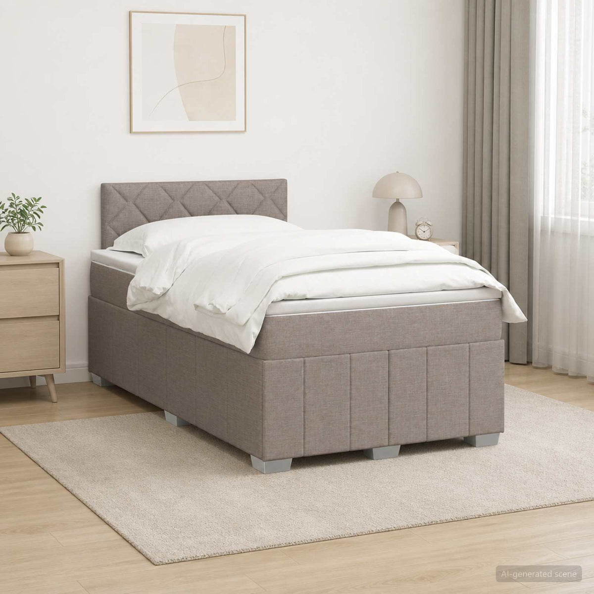 Boxmadras med topmadras Gråbrun 120 x 200 cm Stof
