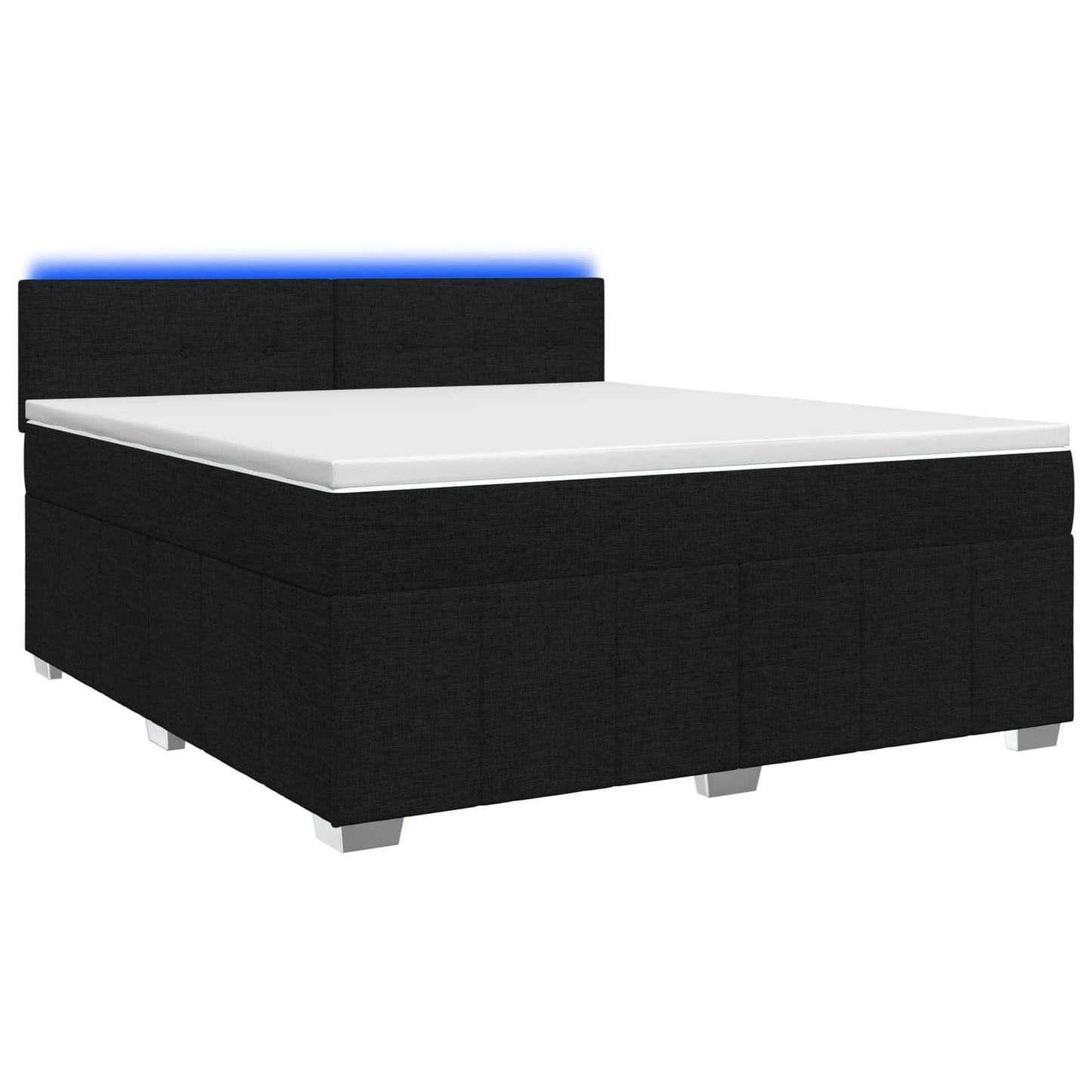 Boxmadras med topmadras med hovedgærde Sort 140 x 190 cm Stof