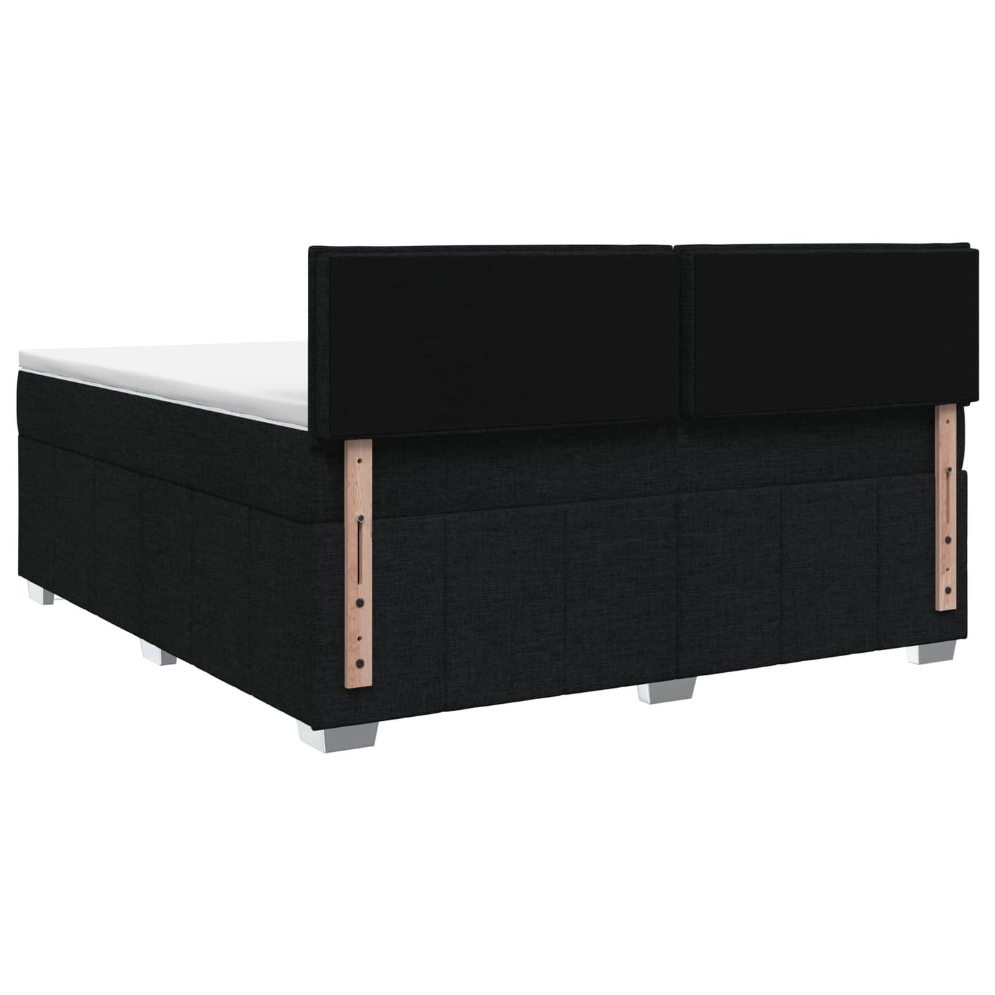 Boxmadras med topmadras med hovedgærde Sort 160 x 200 cm Stof