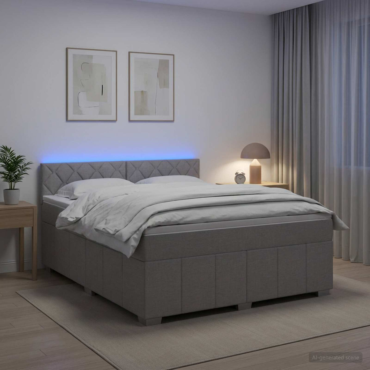 Boxmadras med topmadras Lysegrå 180 x 200 cm Stof