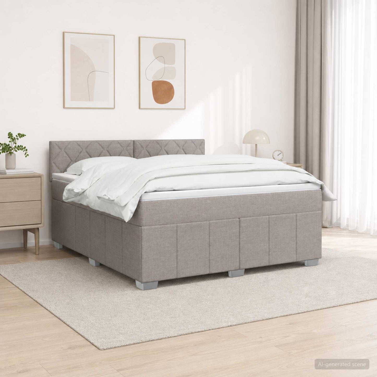 Boxmadras med topmadras Gråbrun 140 x 190 cm Stof