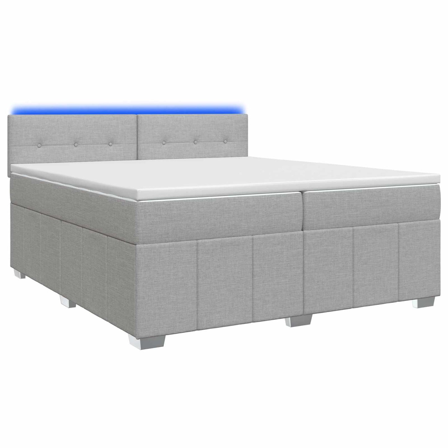 Boxmadras med topmadras Lysegrå 200 x 200 cm Stof