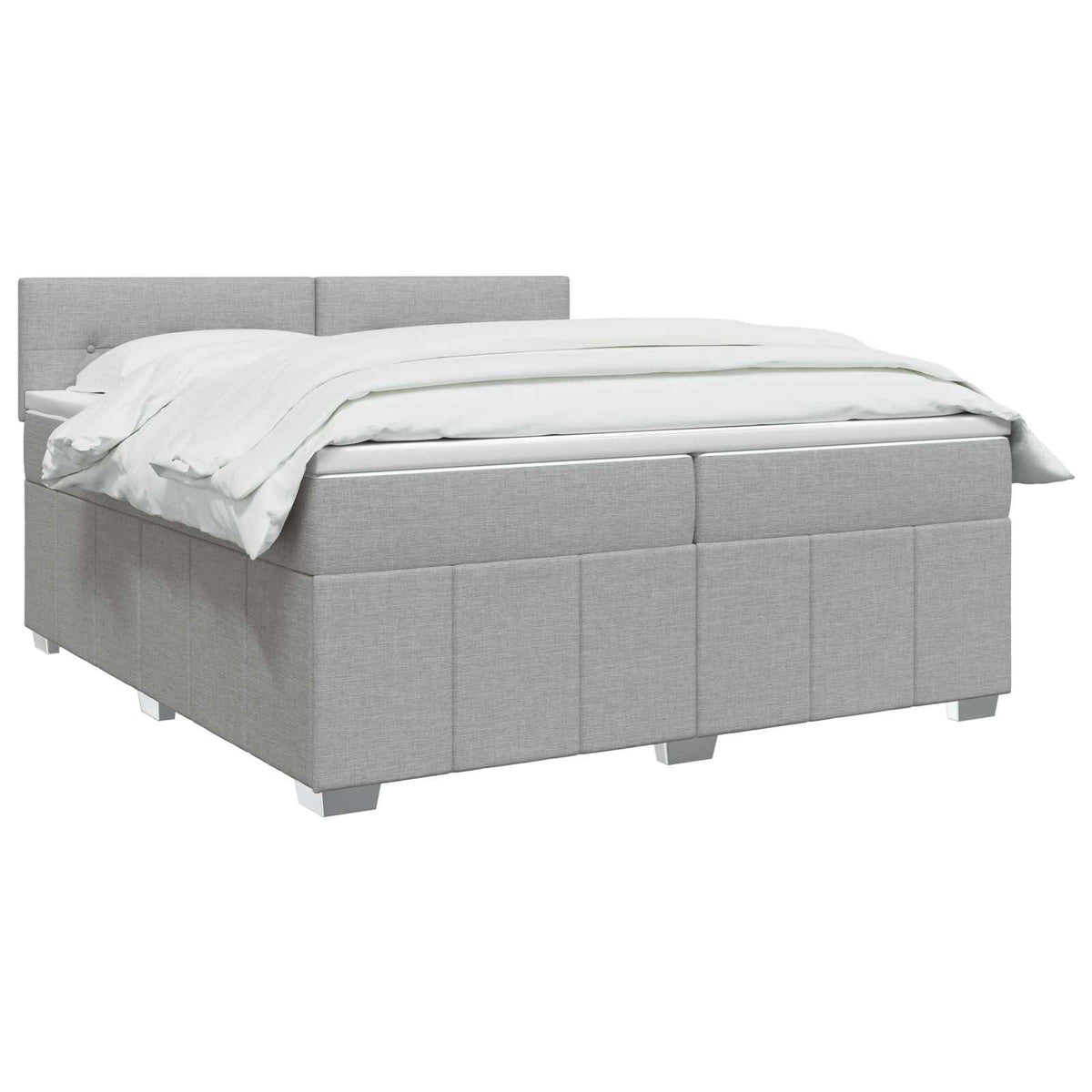 Boxmadras med topmadras Lysegrå 200 x 200 cm Stof