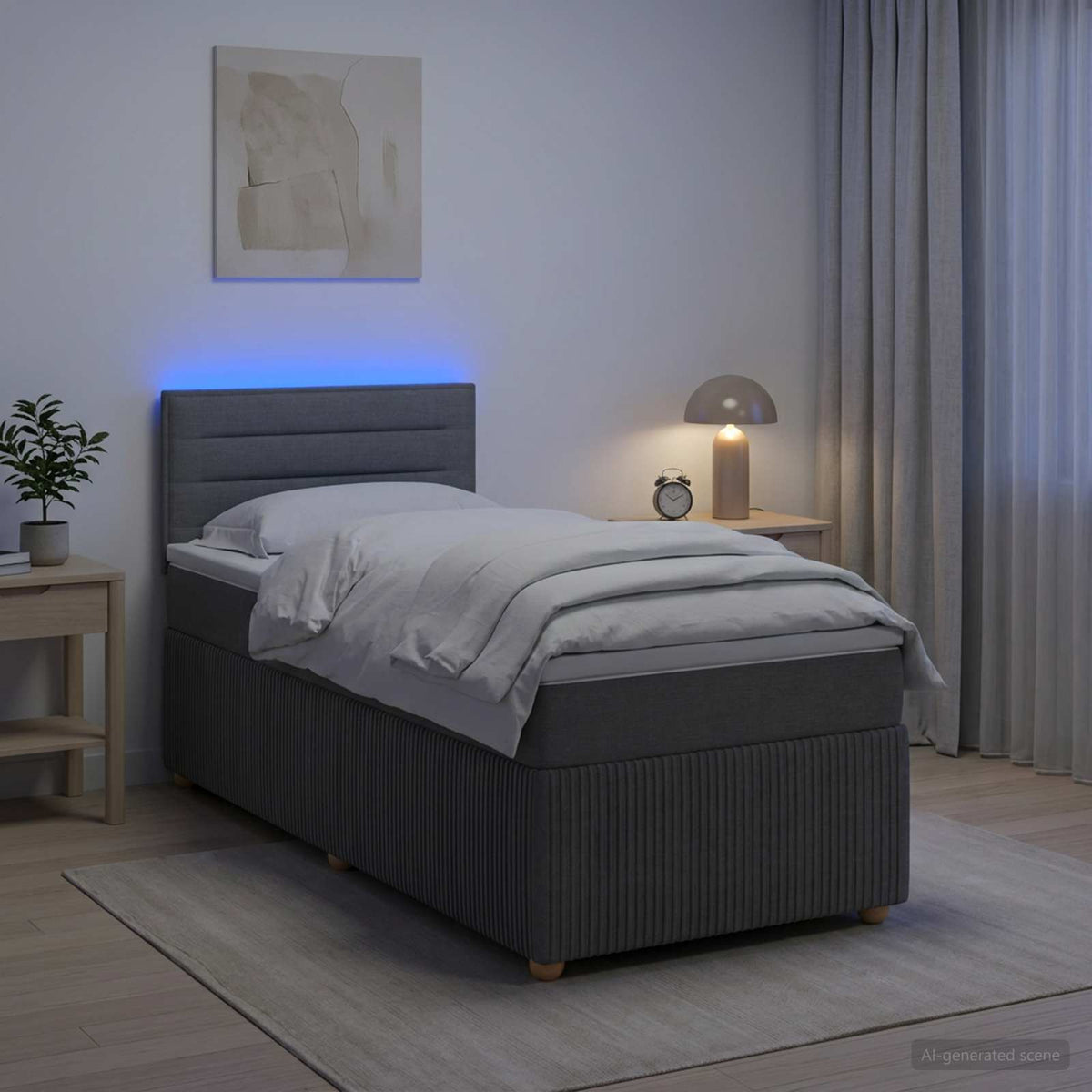 Boxmadras med topmadras Mørkegrå 80 x 200 cm Stof