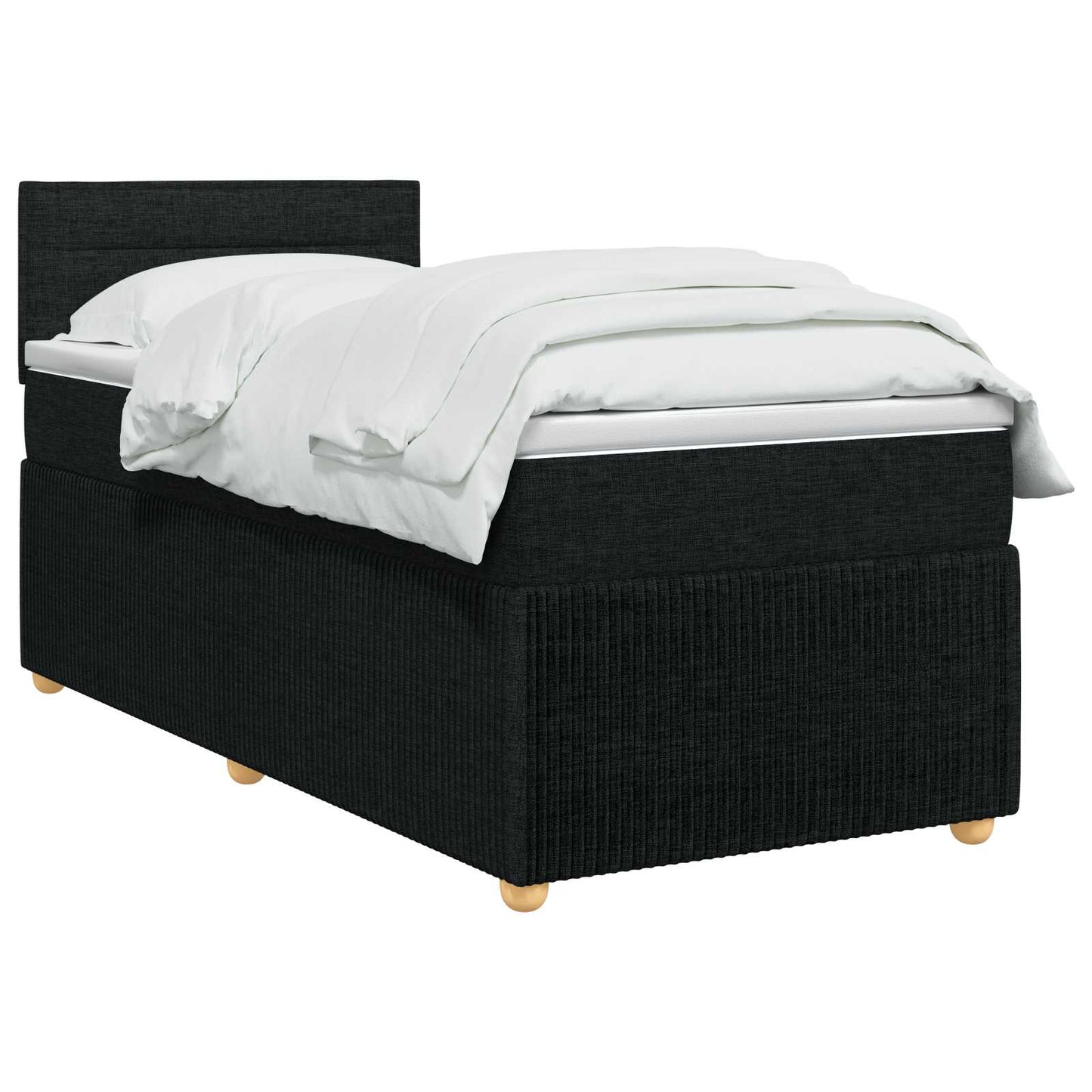 Boxmadras med topmadras med hovedgærde Sort 80 x 200 cm Stof
